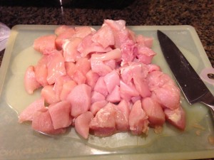 Cubed chicken breast